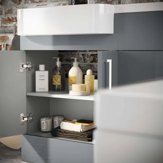 Harper Stone Grey Basin Vanity and Back To Wall Toilet Unit 1200mm - Left Handed