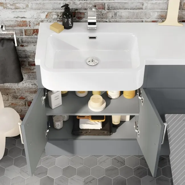 Harper Stone Grey Basin Vanity and Back To Wall Toilet Unit 1200mm - Left Handed