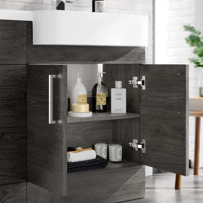 Harper Charcoal Elm Combination Vanity Basin and Aruba Toilet 1200mm - Right Handed