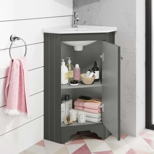 Lucia Graphite Grey Corner Basin Vanity 400mm