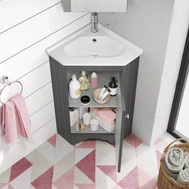 Lucia Graphite Grey Corner Basin Vanity 400mm