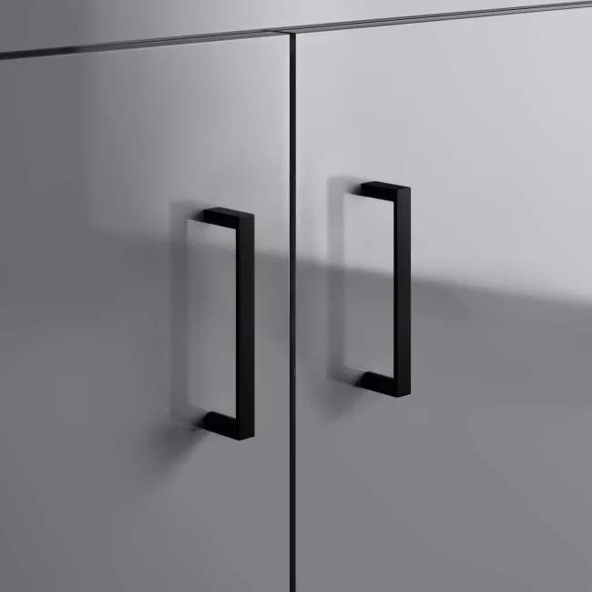 Quartz Stone Grey with Semi Recessed Basin 650mm - Black Accents