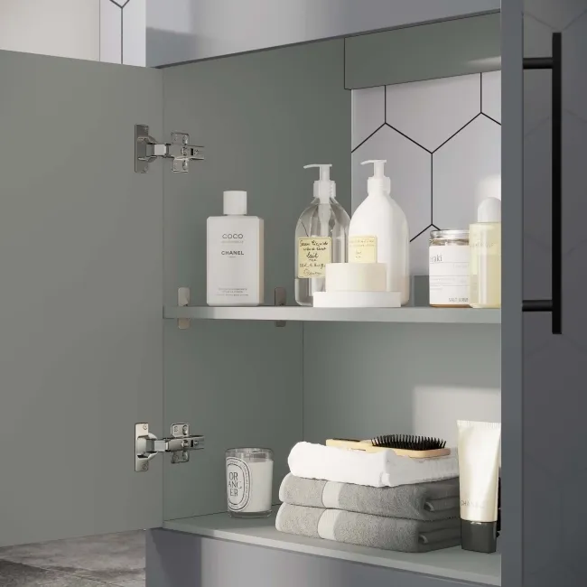 Avon Stone Grey Basin Vanity 600mm - Black Accents