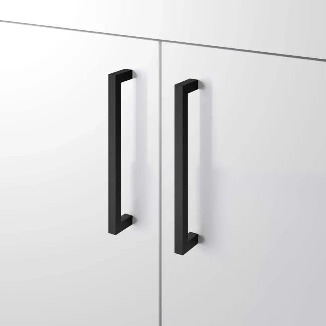 Harper Gloss White Basin Vanity and Back To Wall Toilet Unit 1200mm - Black Accents - Right Handed