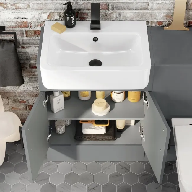 Harper Stone Grey Combination Vanity Basin and Atlanta Toilet 1200mm - Black Accents