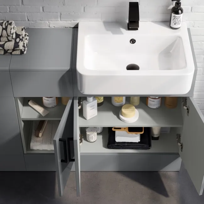 Harper Stone Grey Combination Vanity Basin and Miami Toilet 1500mm - Black Accents