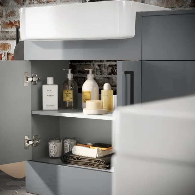 Harper Stone Grey Combination Vanity Basin and Boston Toilet 1200mm - Black Accents