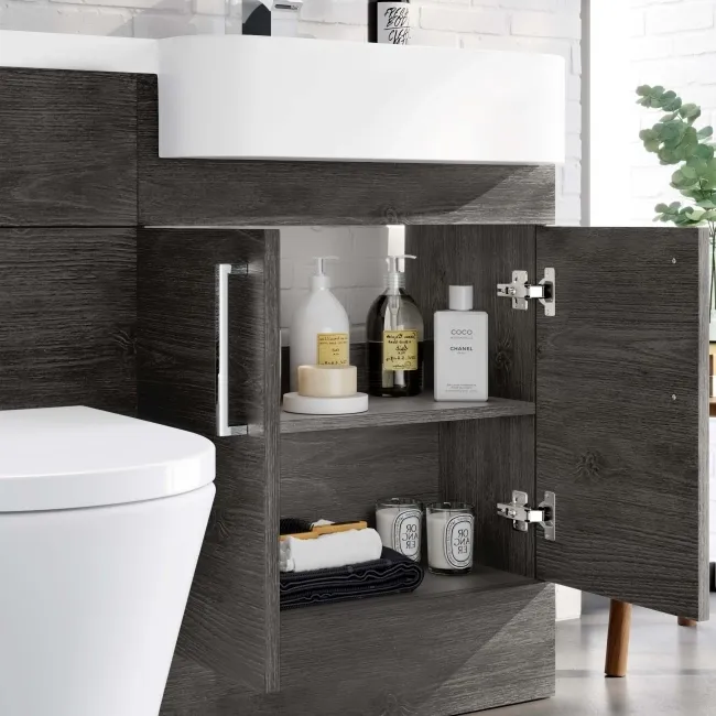 Harper Charcoal Elm Combination Vanity Basin and Boston Toilet 1200mm - Right Handed