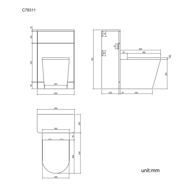 Corsica Curved Storm Grey Slimline Back To Wall Unit and Boston Toilet