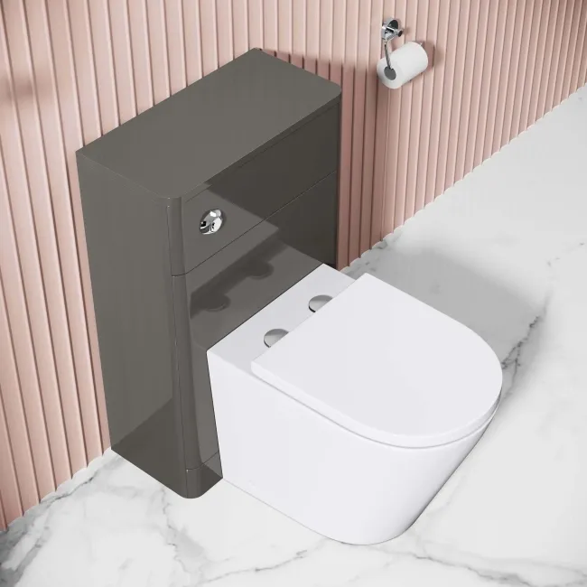 Bali Curved Tungsten Grey Slimline Back To Wall Unit and Boston Toilet