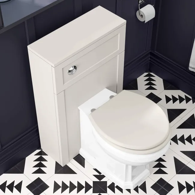 Bermuda Chalk White Combination Vanity Basin and Hudson Toilet with Wooden Seat 1300mm