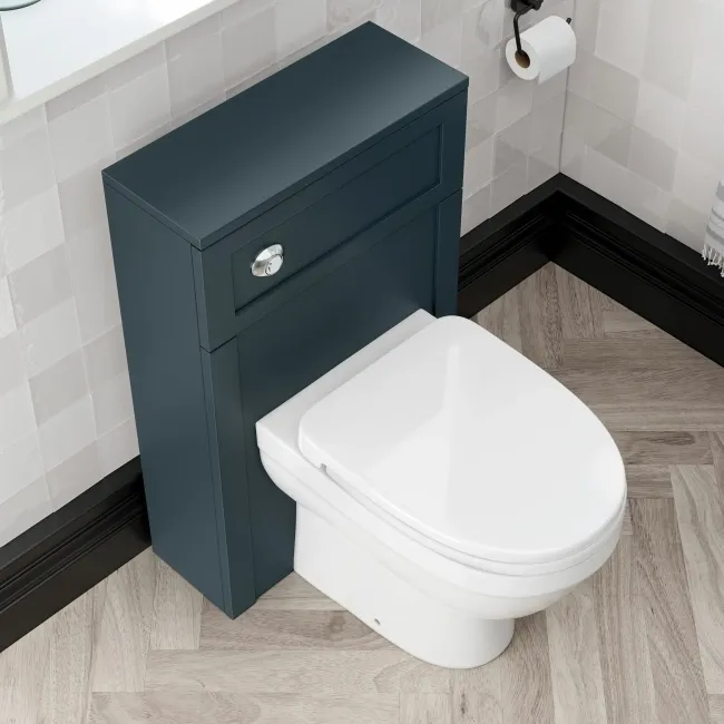Bermuda Traditional Inky Blue Slimline Back To Wall Unit and Seattle Toilet