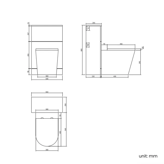 Inky Blue Slimline Back To Wall Unit and Boston Toilet - Black Accents