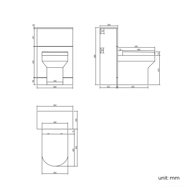 Midnight Green Slimline Back To Wall Unit and Denver Toilet - Black Accents