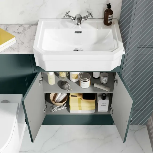 Monaco Midnight Green Combination Vanity Traditional Basin with Marble Top & Boston Toilet 1200mm
