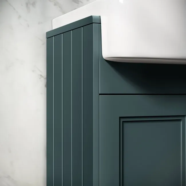 Monaco Midnight Green Combination Vanity Basin and Hudson Toilet with Wooden Seat 1500mm