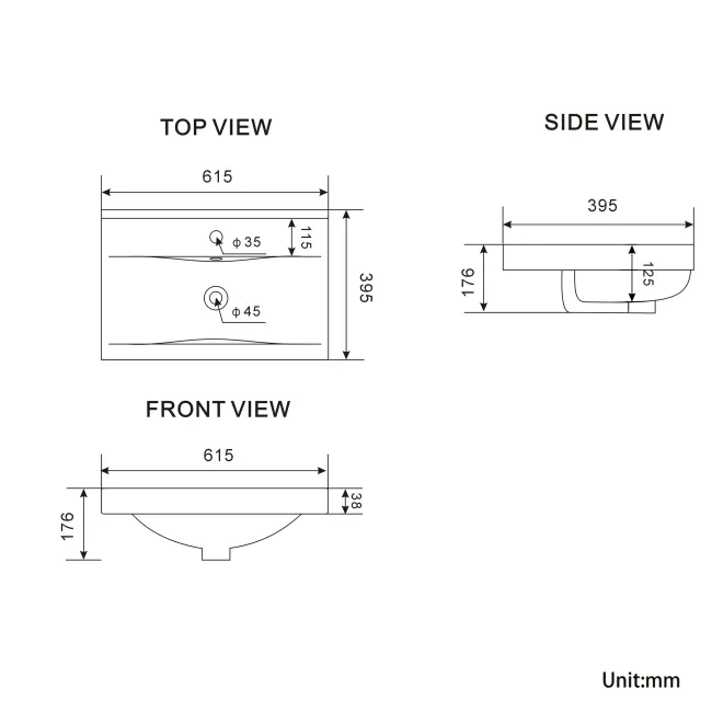 Bermuda Chalk White Basin Vanity 600mm - Brass Knurled Handles