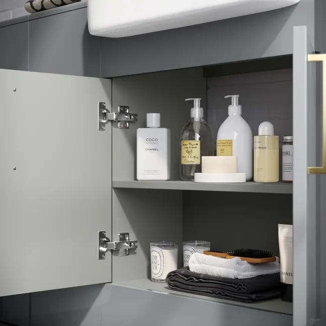 Harper Stone Grey Combination Vanity Basin 1500mm (Excludes Toilet) - Brushed Brass Accents