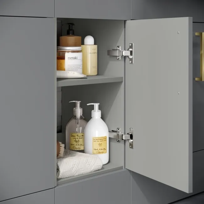 Harper Stone Grey Combination Vanity Basin 1500mm (Excludes Toilet) - Brushed Brass Accents