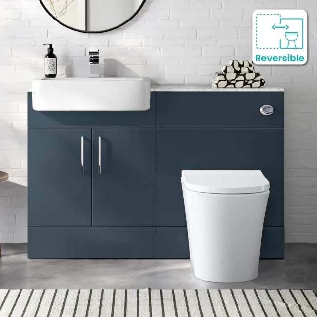 Harper Navy Blue Combination Vanity Basin with Marble Top & Tucson Toilet 1200mm