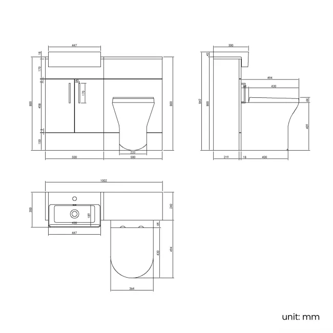 Harper Navy Blue Combination Vanity Basin & Tucson Toilet 1000mm