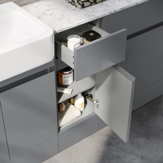 Foster Stone Grey Combination Vanity Basin with Marble Top 1500mm - Excludes Toilet