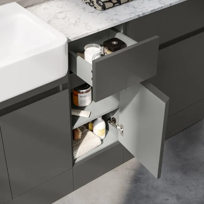Foster Tungsten Grey Combination Vanity Basin with Marble Top & Houston Toilet 1500mm