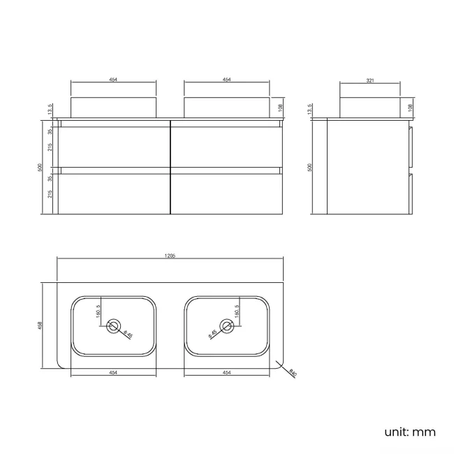 Corsica Midnight Green Wall Hung Drawer Vanity with Marble Top & Marin Basin 1200mm