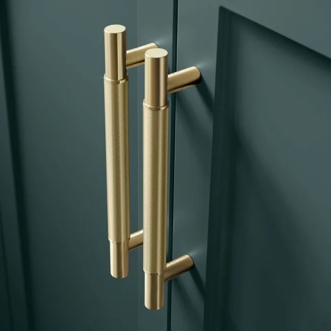 Bermuda Midnight Green Vanity with Marble Top & Oval Counter Top Basin 800mm - Brass Knurled Handles