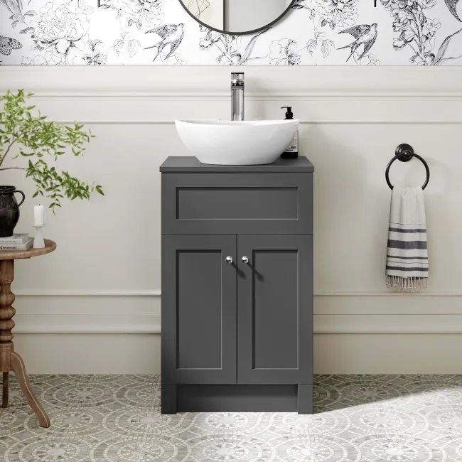 Milos Slate Grey Vanity with Oval Basin 500mm - Chrome Handles