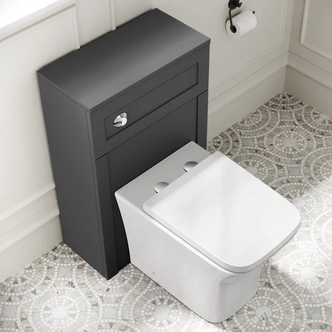 Milos Slate Grey Combination Vanity Basin and Houston Toilet 1100mm - Chrome Handles