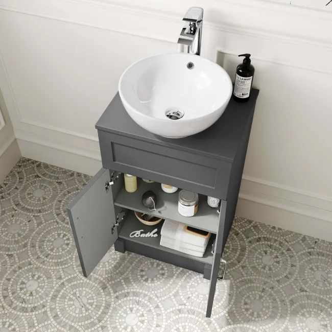 Milos Slate Grey Vanity with Mesa Basin 500mm - Traditional Handles