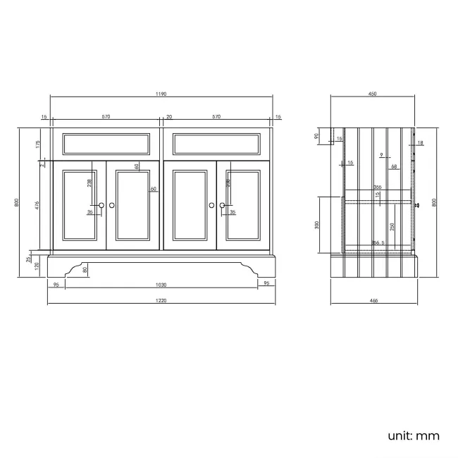 Lucia Graphite Grey Double Basin Vanity 1200mm