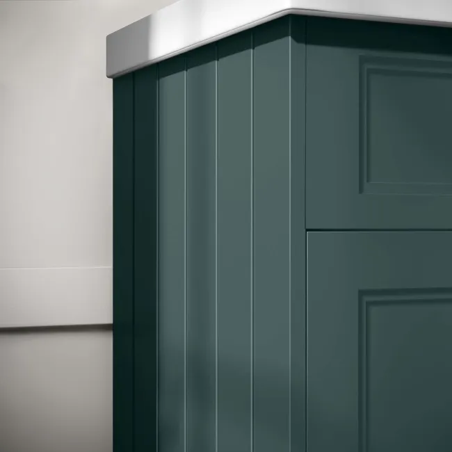 Lucia Midnight Green Double Basin Vanity 1200mm - Brass Knurled Handles