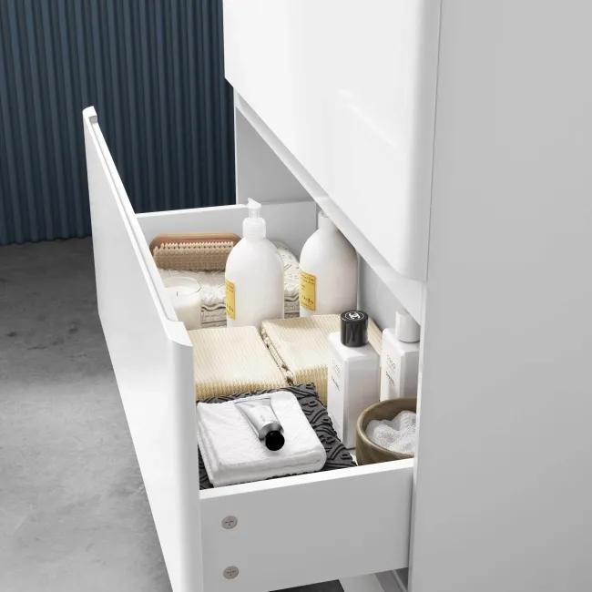 Corsica Gloss White Drawer Vanity with Marble Top 800mm - Excludes Counter Top Basin