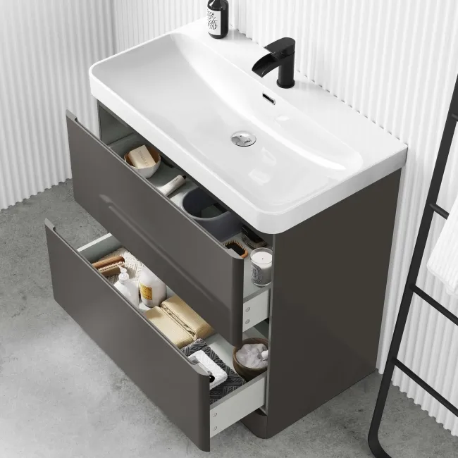 Corsica Tungsten Grey Basin Drawer Vanity 800mm