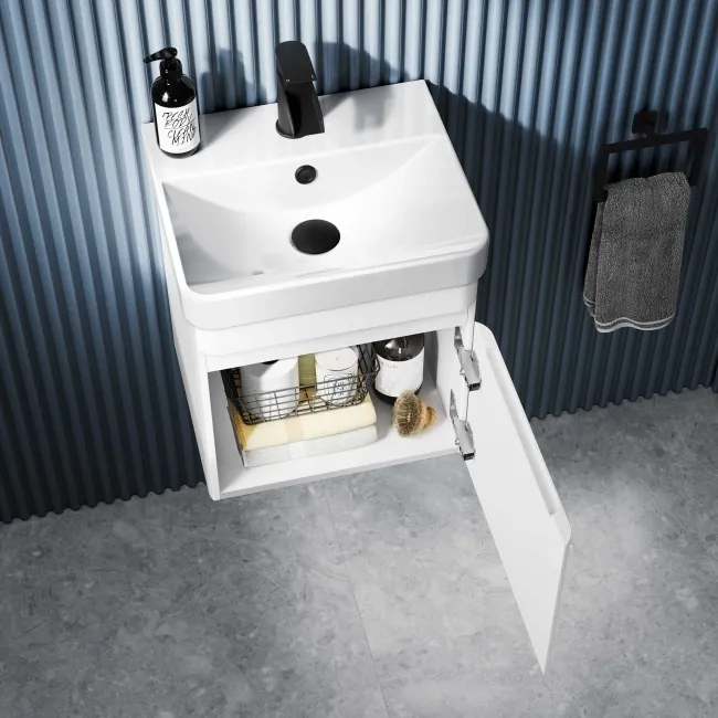 Corsica Gloss White Wall Hung Slimline Basin Vanity 400mm