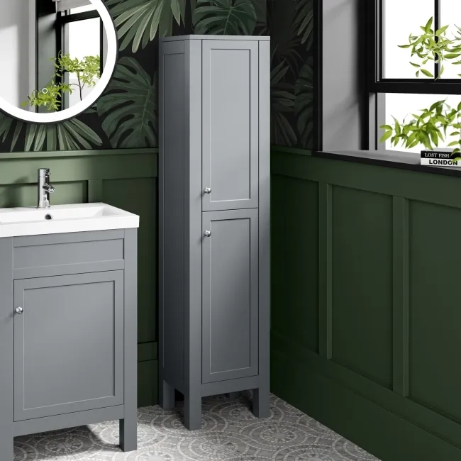 Bermuda Dove Grey Floor Standing Tall Cabinet 1500x350mm