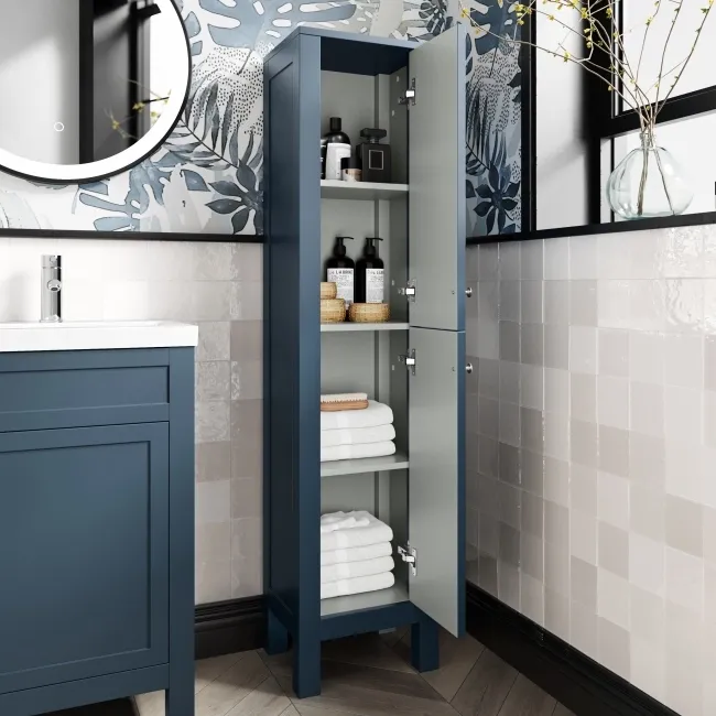 Bermuda Inky Blue Floor Standing Tall Cabinet 1500x350mm