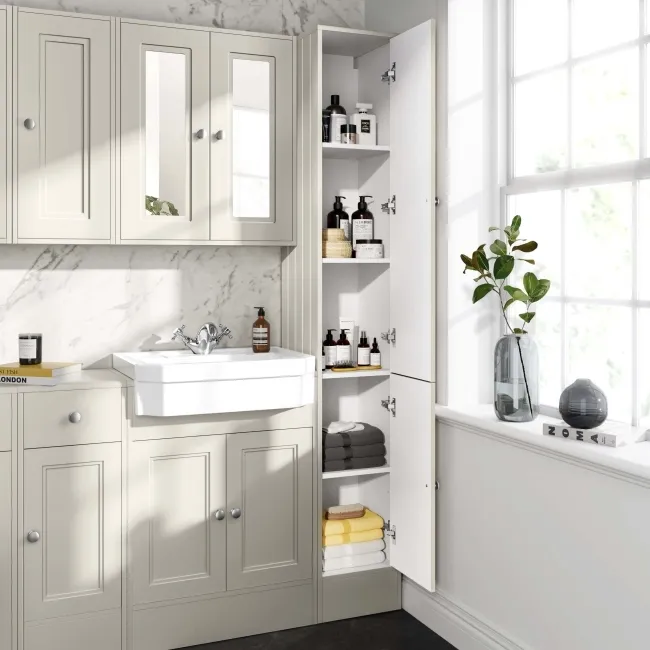 Monaco Chalk White Floor Standing Tall Cabinet Unit 300mm