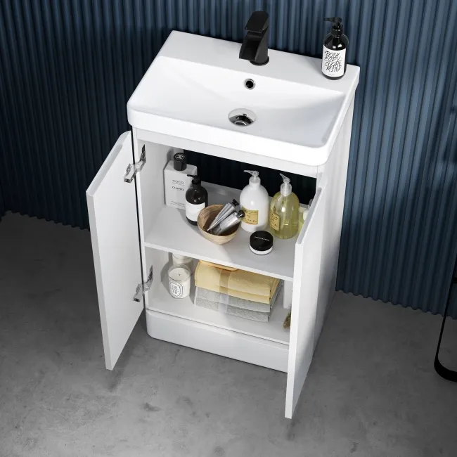Corsica Gloss White Slimline Basin Vanity 500mm