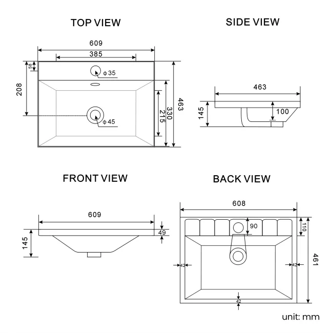 Crete Fluted Apex Oak Basin Vanity 600mm