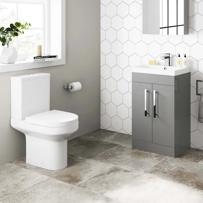 Avon Stone Grey Basin Vanity 500mm and Toilet Set