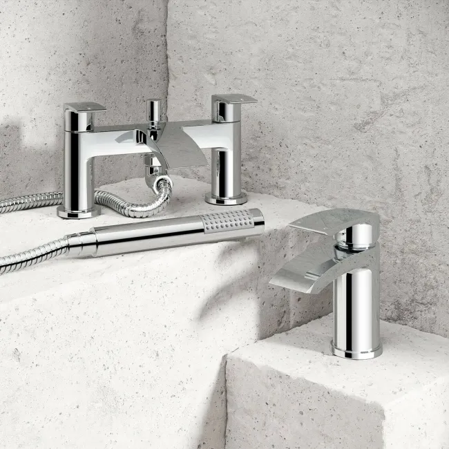 Severn Chrome Basin & Shower Bath Mixer Tap Set