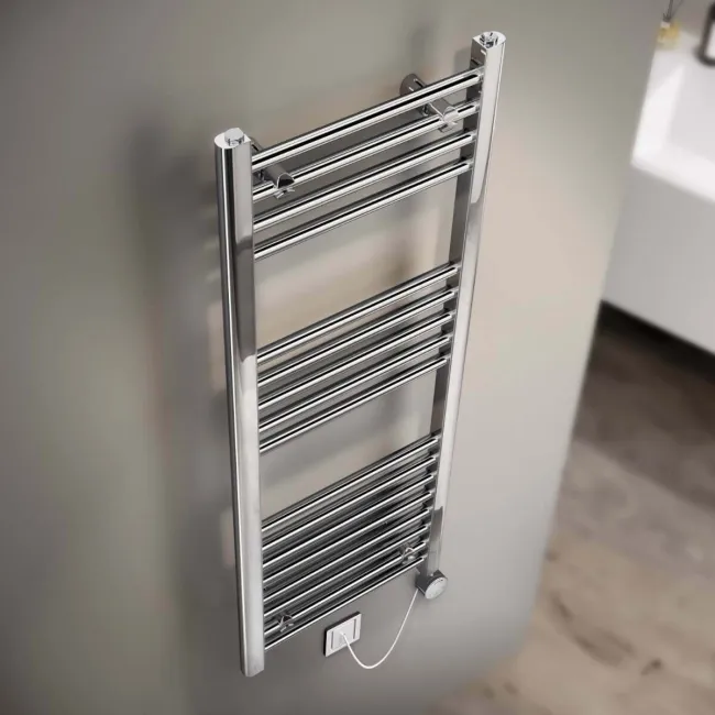 Barcelona Electric Chrome Straight Heated Towel Rail 1200x400mm