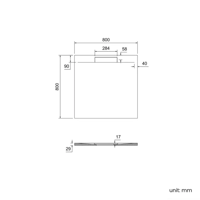 Tokyo Square Matt White Slate Texture Stone Shower Tray 800x800mm
