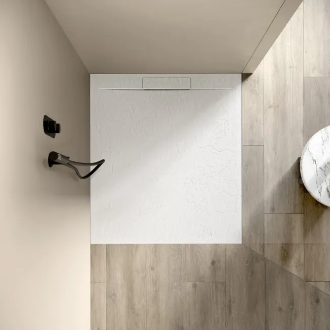 Tokyo Rectangular Matt White Slate Texture Stone Shower Tray 1000x800mm