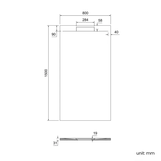 Tokyo Rectangular Matt White Slate Texture Stone Shower Tray 1500x800mm