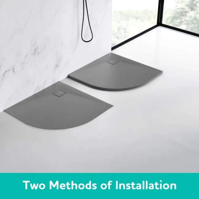 Berlin Quadrant Dark Grey Slate Effect SMC Composite Shower Tray 800x800mm