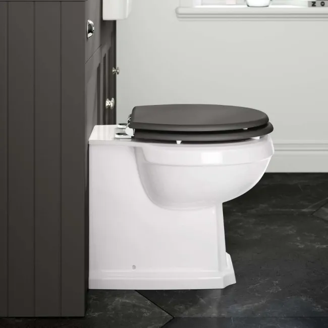 Hudson Traditional Back To Wall Toilet With Graphite Grey Wooden Seat